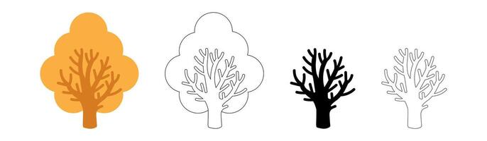 simple tree shape, tree silhouette, outlined tree, tree symbol vector