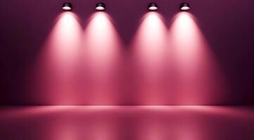 Elegant pink backdrop with lights creating dramatic effects for events or performances photo