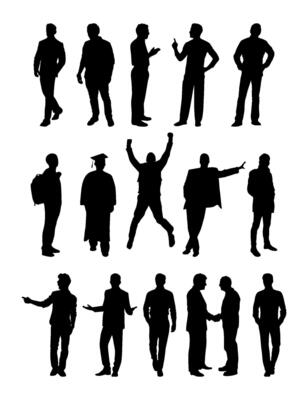 set of silhouettes of man poses collection