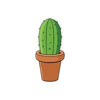Potted Cactus with Spines, Cartoon Style Isolated vector