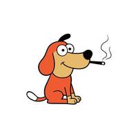 Cartoon Dog Sitting with Cigar in Mouth vector