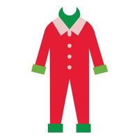 Red Christmas Jumpsuit with Green Trim Design, Flat vector