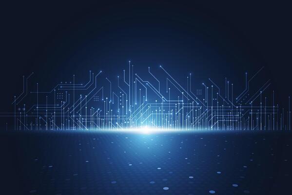 Abstract digital background with technology circuit board texture. Electronic motherboard illustration. Communication and engineering concept.