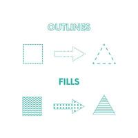 Outlines and Fills Basic Shapes for Nonverbal Reasoning vector