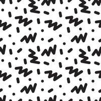 Seamless pattern with simple black doodles elements. vector