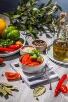 Sun dried tomatoes with herbs and spices creating a delicious culinary scene photo