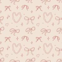 Decorative pattern featuring bows and hearts in soft colors on a neutral background vector