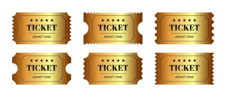 Gold ticket collection showcasing exclusive access for events and attractions vector