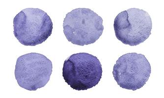 Violet watercolor circles showcase soft textures and varying shades in abstract composition vector