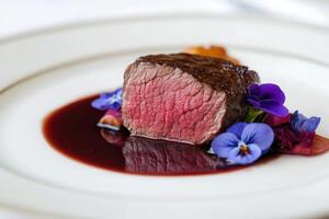 Classic Fine Dining Steak Dish with Modern Plating Elegance photo