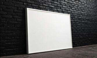 brickwall black color dark white color isolated frame canvas empty blank picture image photo canvas gallery poster mockup empty blank copy space advertisement product interior room decoration white