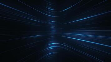 Trendy cyberpunk background with glowing blue neon digital data lights moving across the frame. Full HD, looping abstract technology motion background animation. video