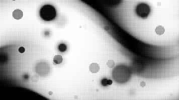Black white halftone dots create dynamic curves and circles Suitable for backgrounds prints textiles and abstract design projects video