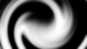 Black and white abstract halftone pattern featuring smooth swirl shapes and gradient dots ideal for event posters backgrounds or contemporary graphic designs video