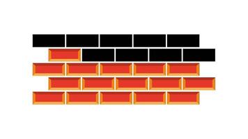 A partially built brick wall representing construction progress, using stacked bricks and cement for creating a durable and strong structure. video