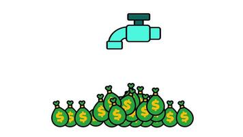 A water tap dripping money, symbolizing financial management, resource allocation, economic flow, and investment strategies in business or industry. video