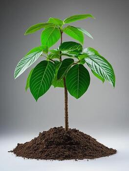 Photorealistic Pawpaw Tree with soil, Pawpaw Tree plant copy space, isolated on white plant photo