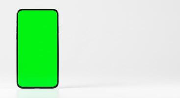 Green screen on a smartphone with white background photo