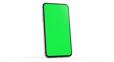 Green screen mockup with a smartphone on a white background photo