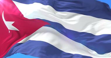 Cuba flag waving at wind in slow, loop video