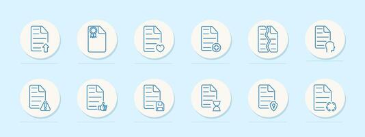 File set icon. Upload, certificate, heart, health, anatomy, profile, warning, thumbs up, save, timer, protection, memory, storage, identity, deadline, alert, mind vector