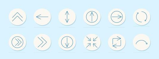 Arrow navigation set icon. Double, circular, expand, compress, loop, rotate, move, transfer, scroll, direction, forward, backward, return, switch, interface vector