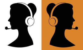 Illustration of a female customer service agent with a headset, suitable for visualization of a call center, help desk, or virtual assistant. Illustration depicting a female operator with a headset. vector