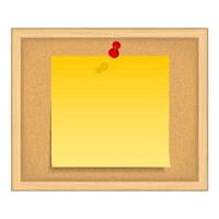 Bulletin board with yellow paper note vector