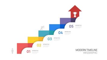 Infographic business timeline arrow template with icons and 5 options or steps design. vector