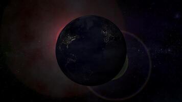 Animation of rotation of Earth and transition night to day. Beautiful rotation of the world video