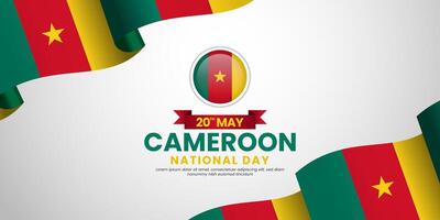 Cameroon national day banner with realistic flag design with blank space area vector