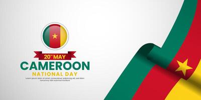 Cameroon national day banner background with realistic flag design with blank space area vector