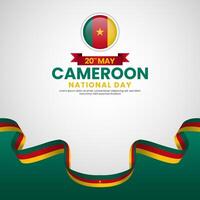 Cameroon flag ribbon template for national day square banner background vector