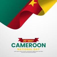 Cameroon national day banner background with realistic flag design vector