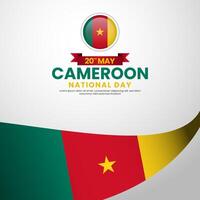 Cameroon national day greeting card, square background with flag stripes vector