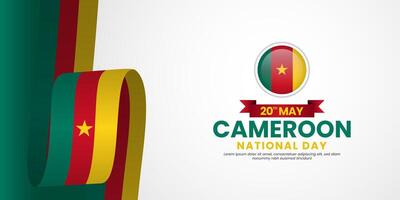 Cameroon national day background with realistic flag design with blank space area vector