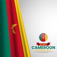 Cameroon national day square banner background with realistic flag design vector