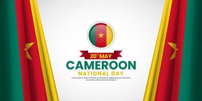 Cameroon national day banner background with flag design with blank space area vector