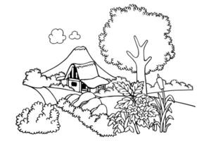 coloring page scenery vector