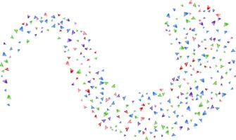 Isolated multicolor confetti triangle shiny flying element swirl line vector