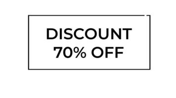 Discount 70 off appearing with different styles on white background, conceptual modern stylish minimalistic animation video