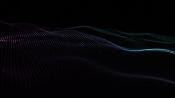 Minimalist background with an elegant rippling neon colored purple and green fractal light wave. This abstract technology concept background is full HD and a seamless loop. video