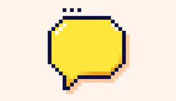 Pixel art speech bubble with yellow background. vector