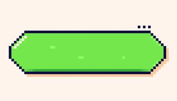 Speech bubble with color green background drawn in 8 bit pixel art style. vector