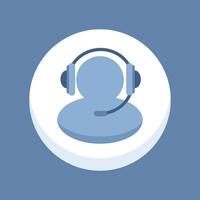 Customer service concept, silhouette head wearing headset, support, call center or any information related help. Flat icon design illustration on background. vector