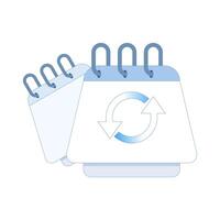 calendar with rotating arrow. symbolizes rescheduling, date changes, recurring events, or time management. business, productivity, and planning concept. Flat design illustration vector
