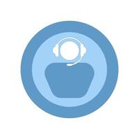 Customer service concept, silhouette head wearing headset, support, call center or any information related help. Flat icon illustration on background. vector