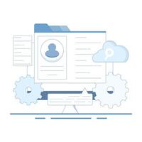 This concept depicts data search history, user history page showing avatar, cloud, text and UI elements. personalized recommendations, user preferences or behavior. Flat design illustration vector