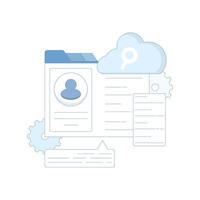 This concept depicts data search history, user history page showing avatar, clouds, text and UI elements. personalized recommendations, user preferences or behavior. Flat illustration vector