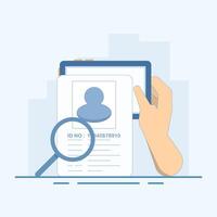 ID Verification Concept. Mobile Phone with Magnifying Glass. Ideal for security, technology, biometrics, subscription services, identity, workflow authentication. Flat Cartoon Design Illustration. vector